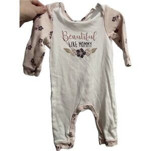 Le Top Bebe Baby Girls Unfooted Floral Pink Purple Coverall Snap Romper 6-9 M